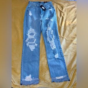 Fashion Nova Amsterdam Ripped Straight Leg Jeans Size 3